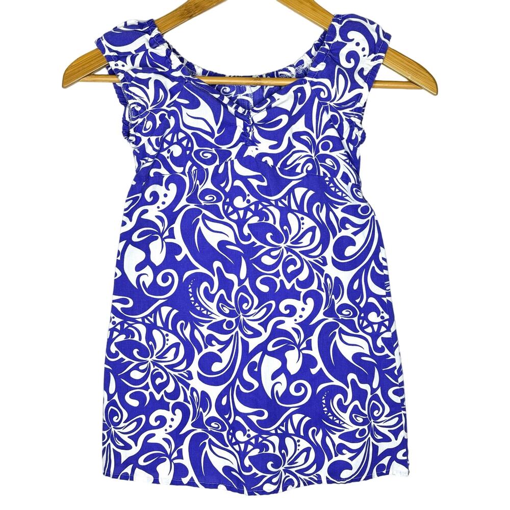 Kala Hawaiian Girls Dress Sz 6 Purple Tropical Flowers Aloha Made in Hawaii USA